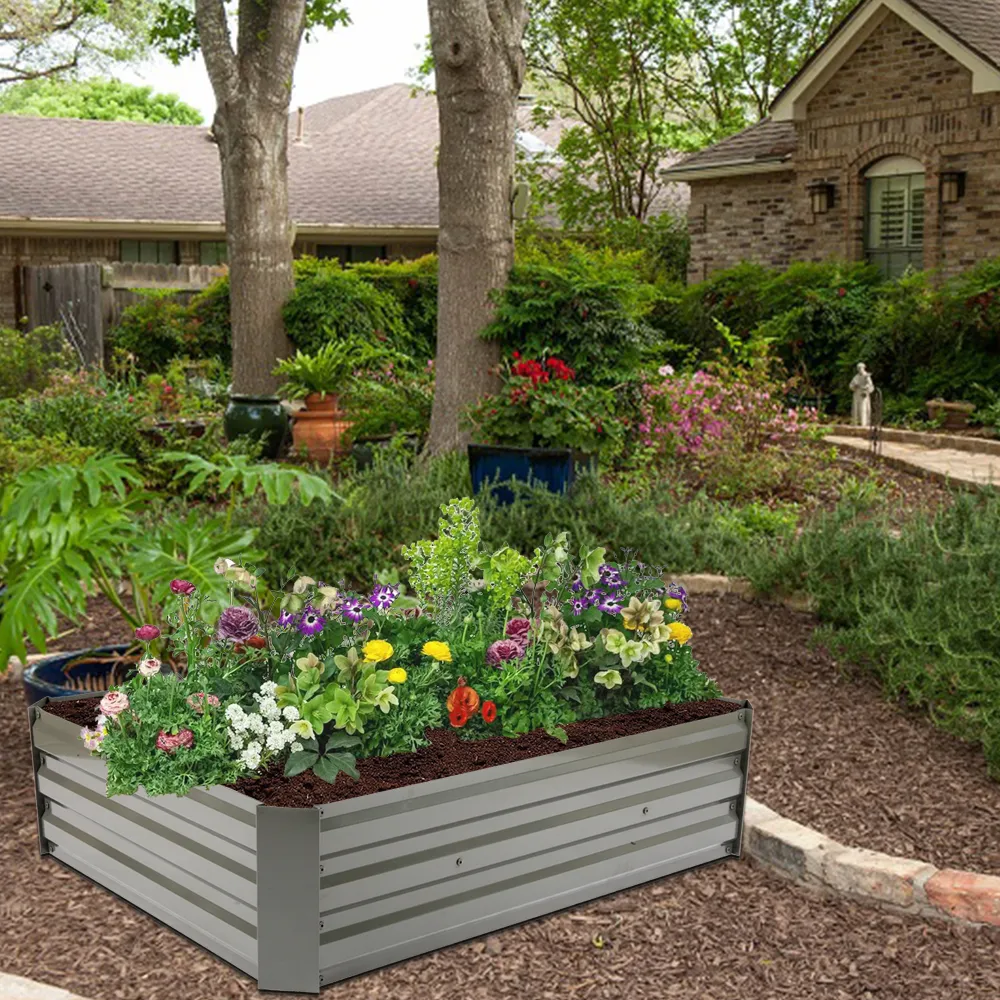 Waco Iron Rained Garden Bed Set、プランター野菜とフラワーガーデニングキットの植栽フレーム屋外上昇植物のベッド - ダークコーヒー（在庫）