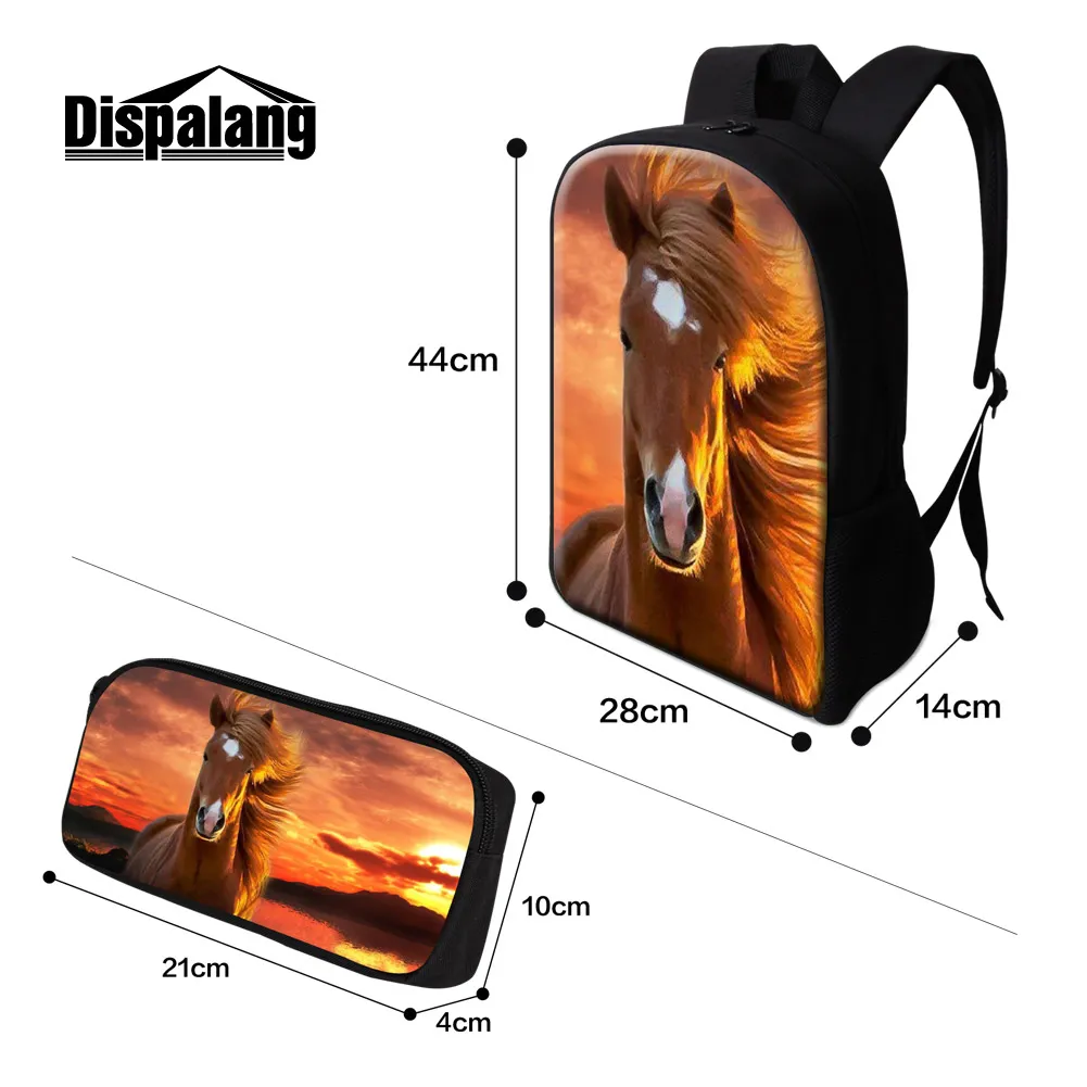 Dispalang Horse Print Backpack Set For Kids - Includes Lunch Bag & Pencil Case - View #9