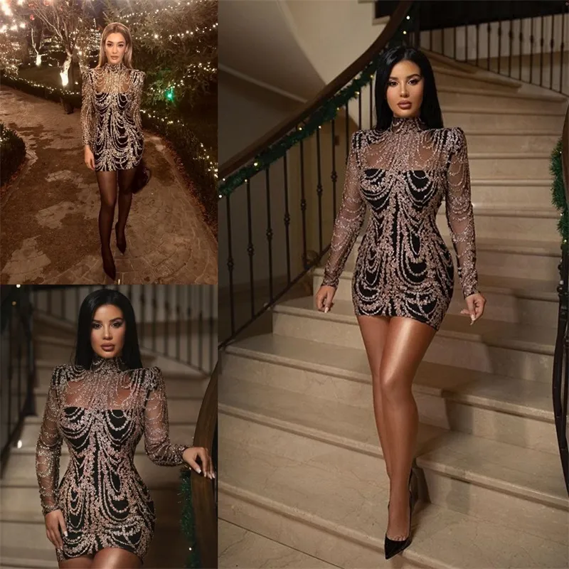 Black Short Evening Dresses High Neck Gold... From Babynice666, $150.88 |  DHgate.Com