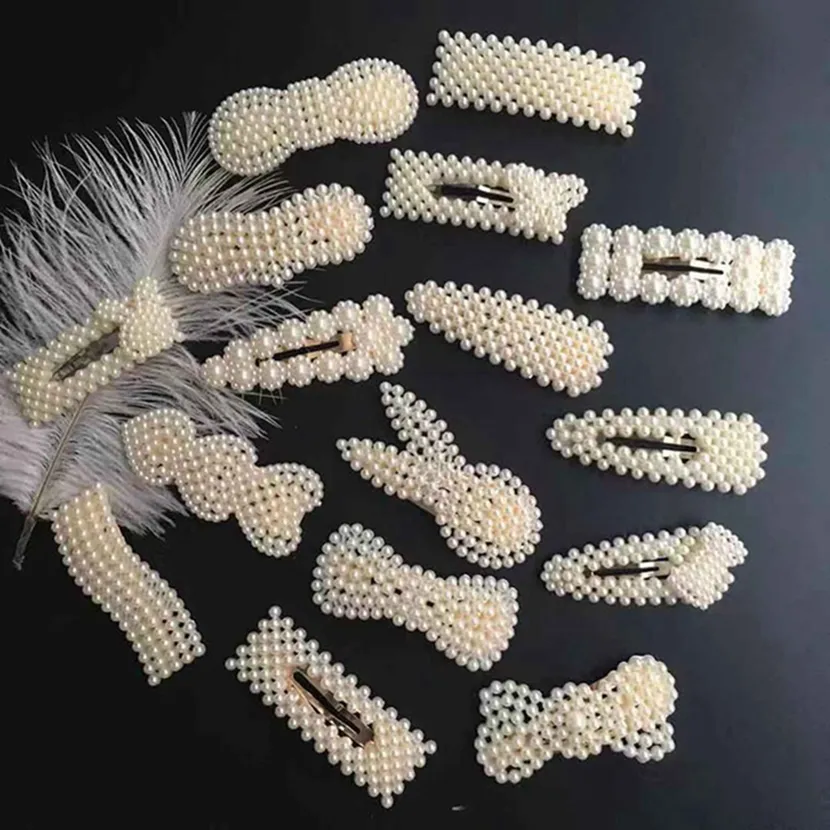 Clips Perle forcine signora di disegno Pearls capelli creativo della ragazza sveglia dolce dell'arco della perla della clip degli accessori dei monili Barrettes HHA1535