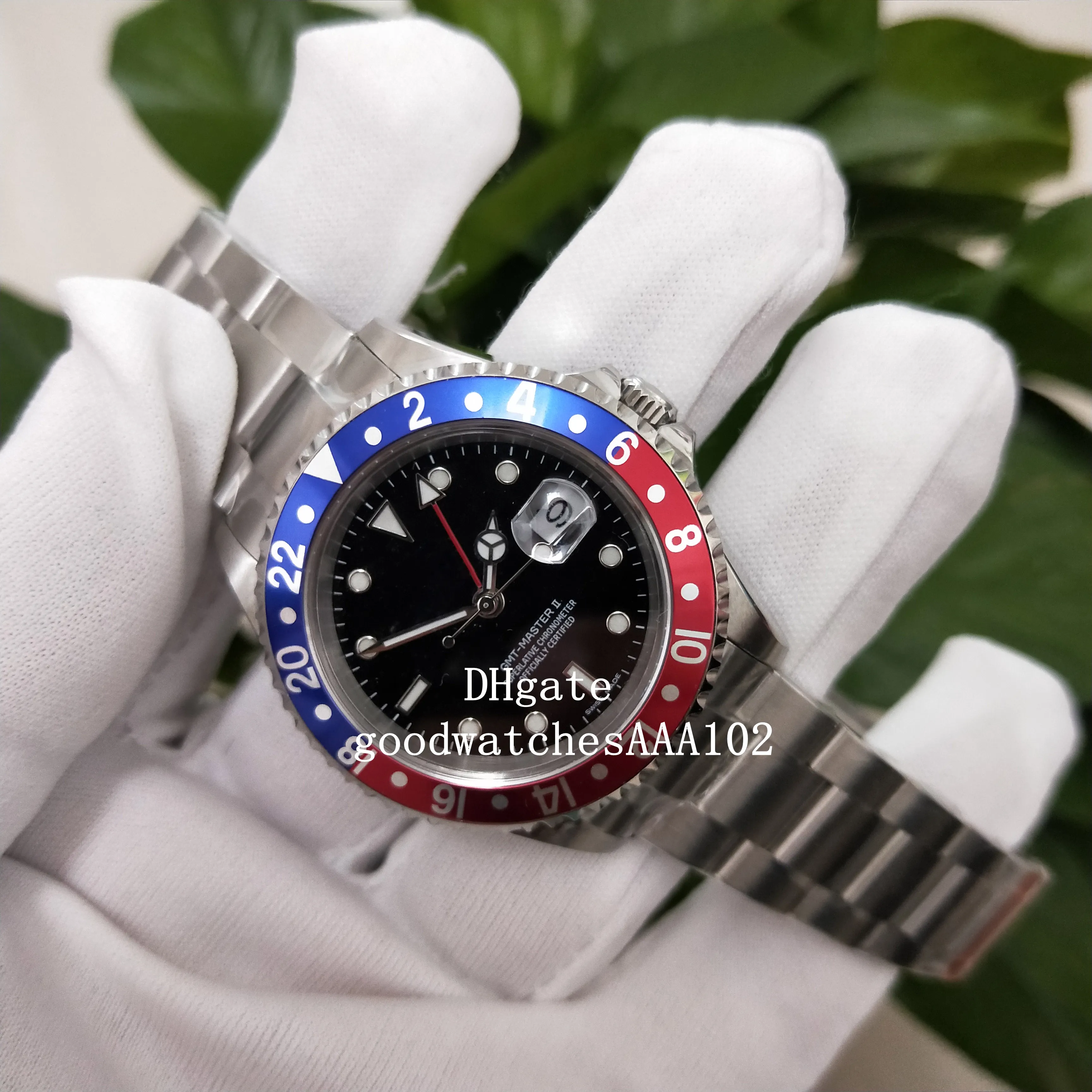 Serie classica BP 2813 Movimento Orologio classico con regolazione indipendente Gmt II Pepsi 126719 Orologio da uomo automatico quadrante nero243r