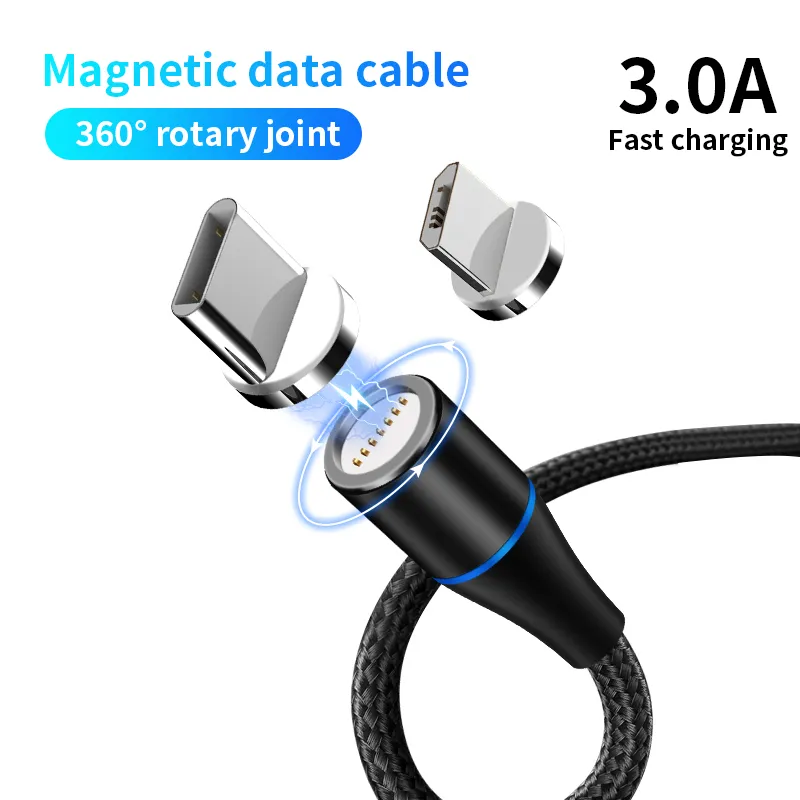3A Магнитные кабели Быстрый заряд 3,0 микро-USB Зарядное устройство Тип C Быстрая зарядка для Samsung S20 NOTE10