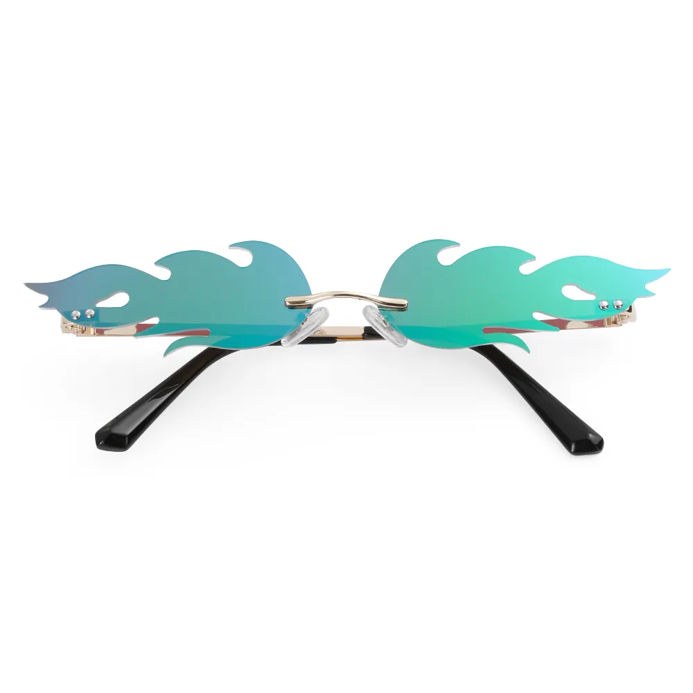 2 Stück Punk Sonnenbrillen Für Frauen – Randlose Modebrille In Gold & Blau-Rosa, Perfekt Für Partys
