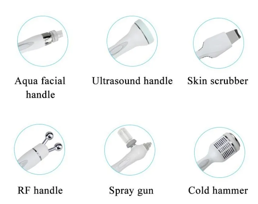 6 I 1 Hydrafacial Machine Hydro Dermabrasion Ansiktsskalning av ultraljudsskrubber Syre Spray Skin Care Microdermabrasion1925086