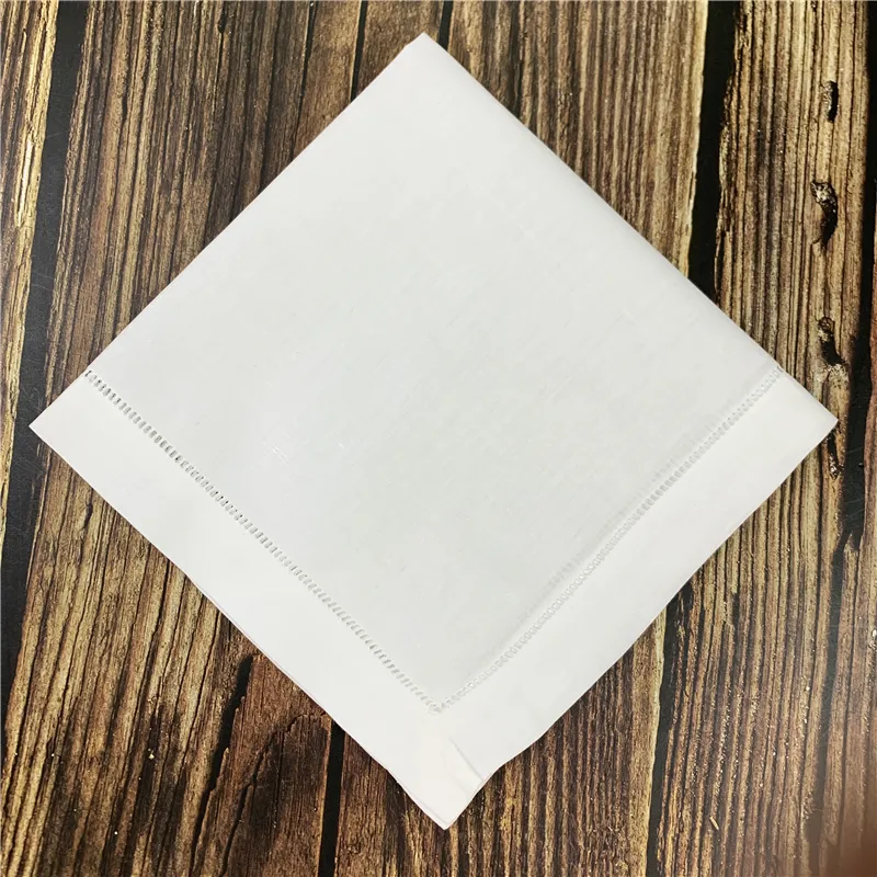 Sef of 12 Home Textiles Table Napkin White 100% Linen Fabric Hemstitched Border Dinner Napkins For Special Occasions 18x18 20x20-i290s