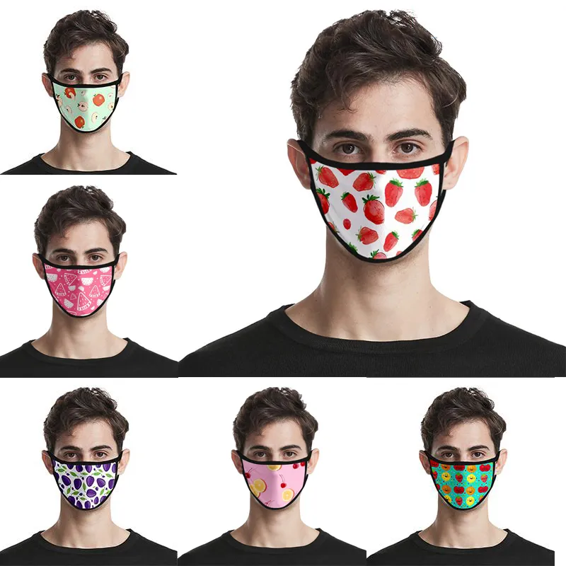DHL 2020 Colorido Fruta 3D Impressão Designer Face Máscara de Algodão Reusável Máscaras Face Out Door Esporte Máscaras Máscaras De Moda De Algodão Designer Mask