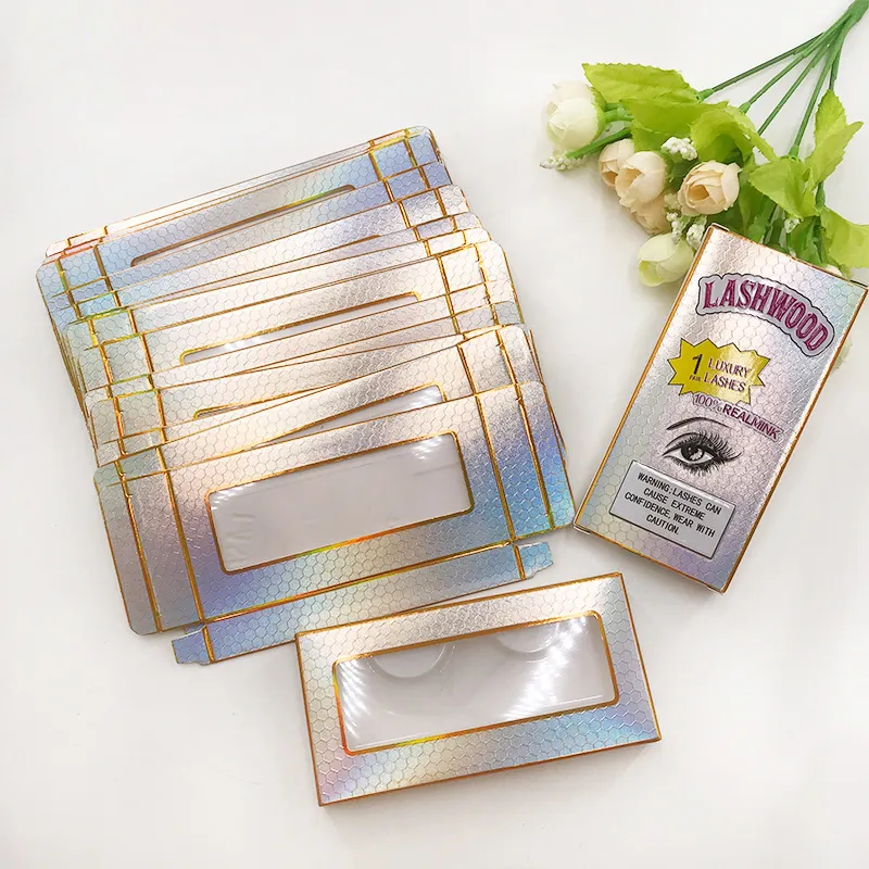 Soft Paper Eyelash Boxes Lashwood Lashes Box Empty Packaging Fit 25mm 27mm Long Eye Lash