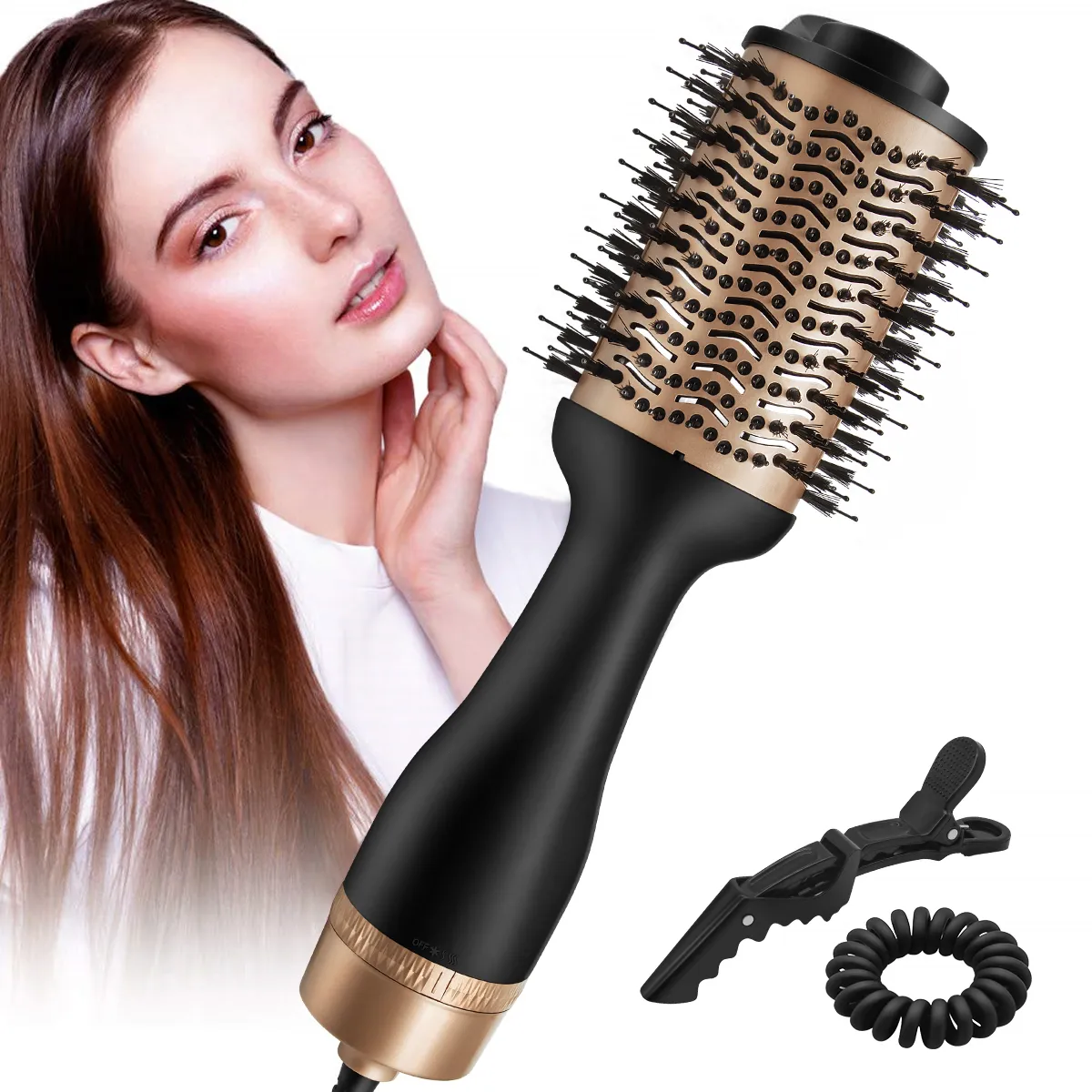 Sèche-cheveux en une étape, brosse à Air chaud volumisant, Ion négatif, pour Salon de coiffure, bigoudi, lisseur, brosse rotative pour femmes