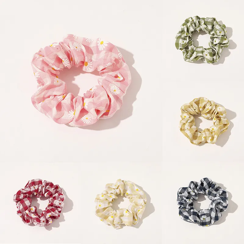 Sweet Scrunchie Elastic Hair Bands Dot Plaid Scrunchies Women stretchy Headbands Girls Hair ties Floral Hair Accessories