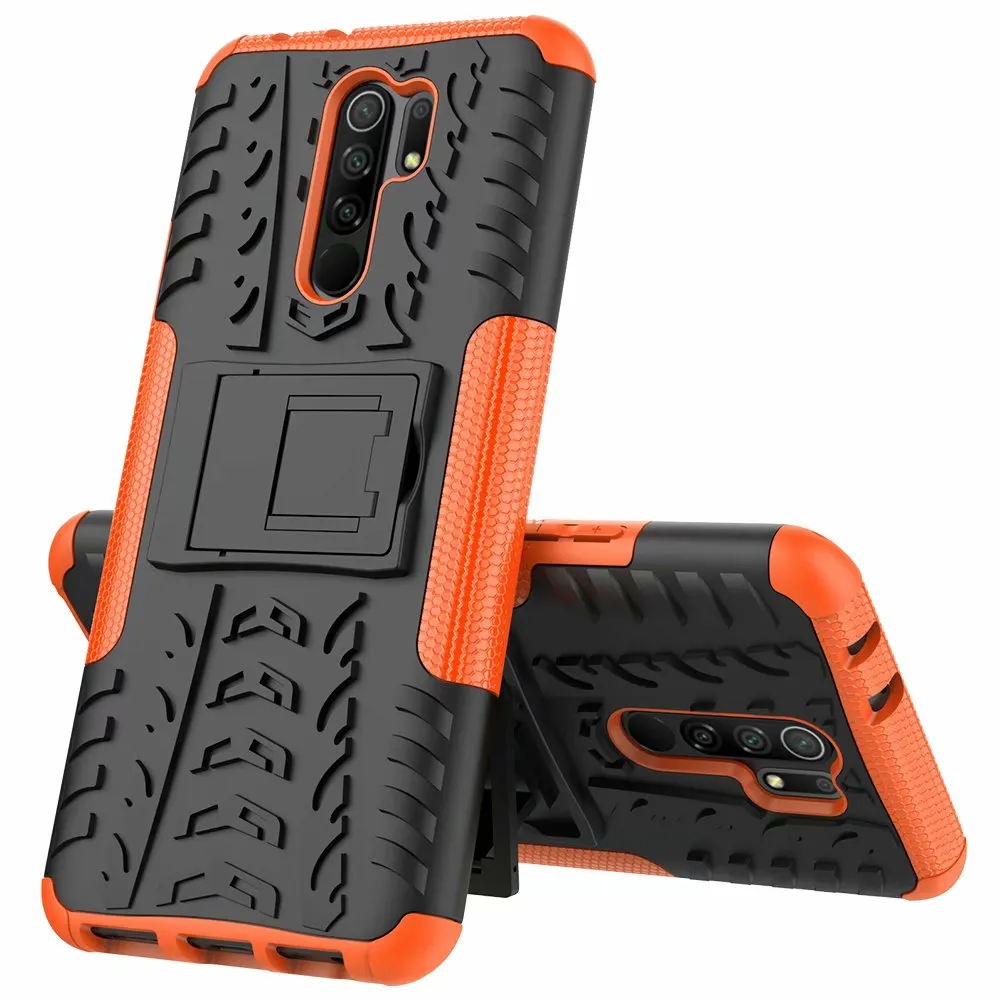 Hybrydowy Kickstand Wplatanie Wytrzymały Heavy Duty TPU + PC Dowód wstrząsowy Pokrywa dla Redmi 9 9C 9C 8 8A 10x 5G K30 PRO Uwaga 8 9 Pro 50 sztuk / L