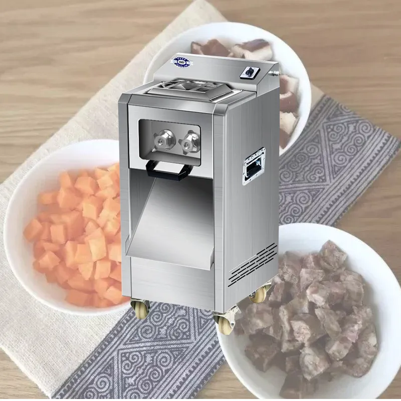 Affettatrice per strisce di pollo Tagliafili Completamente automatico Tritacarne Carne a fette Macchina per tagliare a cubetti Shiitake