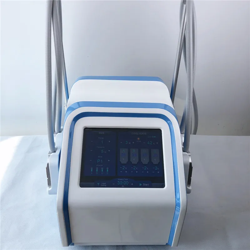 جديد Cryolipolysis مع EMS بارد الوسادة آلة العلاج بالتبريد لتحسين الجسم التخسيس وتشكيل معدات تحفيز العضلات الكهربائية