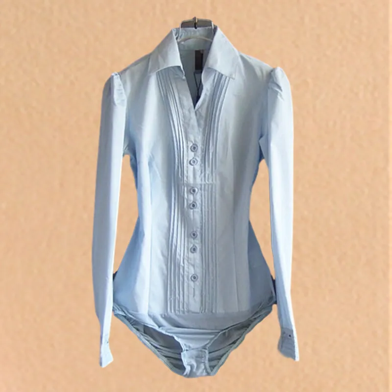 Blouse Body Pour Femme Avec Boutons - Une Pièce Manches Longues, Chemise De Bureau Décontractée