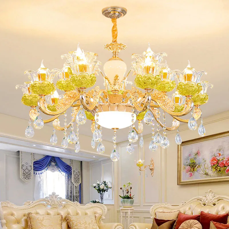 New European luxury crystal chandelier living room bedroom lamp simple modern household lamps glass crystals for chandeliers