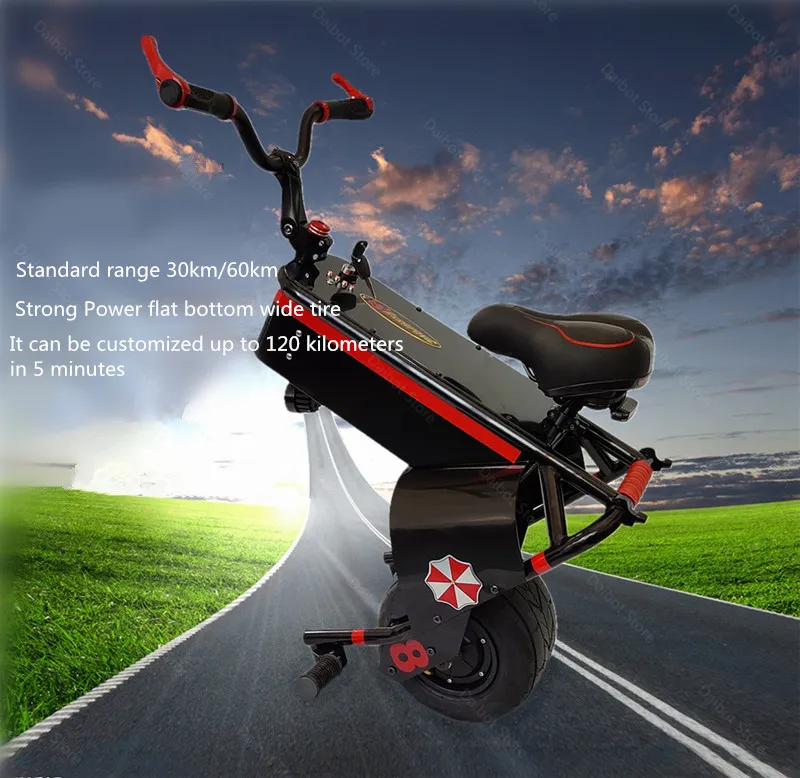 Electric Scooter 1500W One Wheel Self-balancing Scooter Motorcycle Seat 110KM 60V Electric Monowheel Scooter 18 Inch Wide Wheel (17)