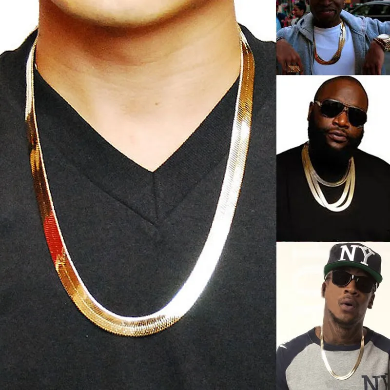 Cool-Flat-Snake-Bone-vintage-Hip-Hop-Necklace-men-necklace-Herringbone-Chain-Necklace-Men-Jewelry