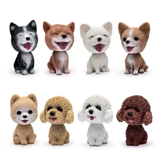 9 cm Husky Teddy Pomeranian Schütteln Kopf Hund Auto Ornament Nette Nickende Dekoration Geschenk Für Auto Innen Hause Zimmer Auto zubehör