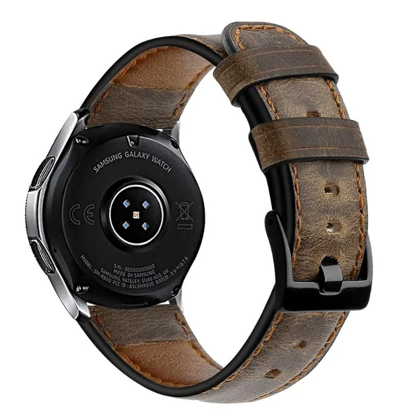 Watch Bands 22mm Band For Samsung Galaxy 46mm Crazy Horse Leather Strap Gear S3 Frontier Bracelet Huawei 2 Gt 46 Mm