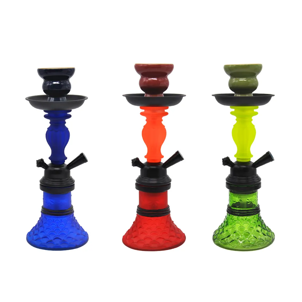 TOPPUFF portátil viagem inteira Hookah Set Incluir vidro de garrafas Shisha bacia Hookah mangueira com haste de metal bacia bandeja Silicone Seal Spacer