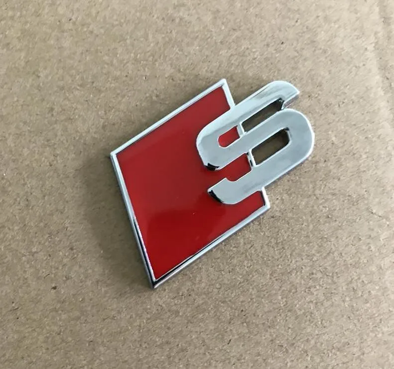Red Black Metal S Logo Sline Emblem Badge Car Sticker for Audi Quattro VW  TT SQ5 S6 S7 A4 Accessories