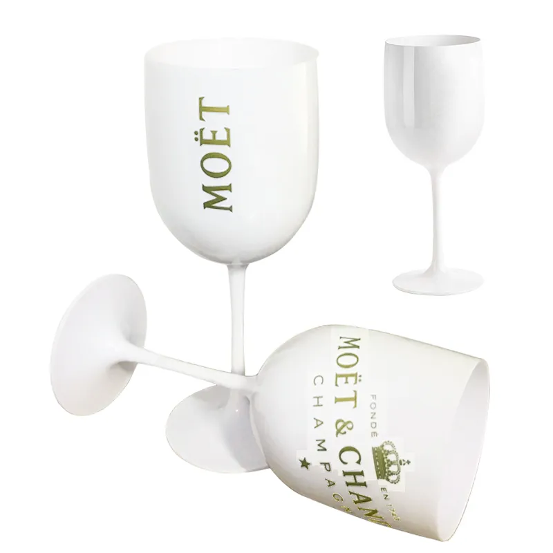 白いプラスチックアクリルゴブレットMOETシャンパングラスアクリルプラスチックカップのお祝いパーティードリンクウェアドリンクMOETワイングラスカップLJ200821