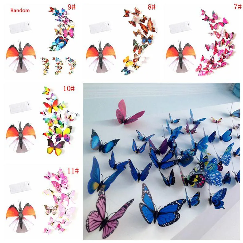 3D Butterfly Wall Sticker PVC Simulation Stereoscopic Butterfly Mural Sticker Fridge Magnet Art Decal Kid Room Home Decor VT0446