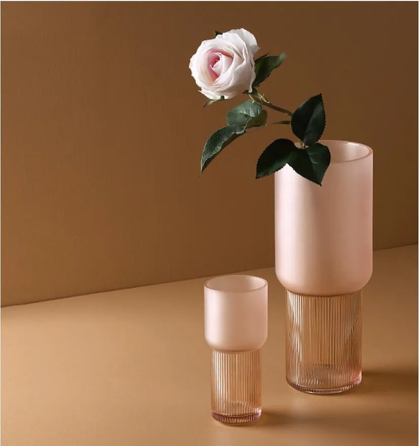 Szklane wazony Dekoracja Transparent Creative Ins Prosty Różowy Salon Stołu Model Między Hydroponic Flower Arangement Wazon