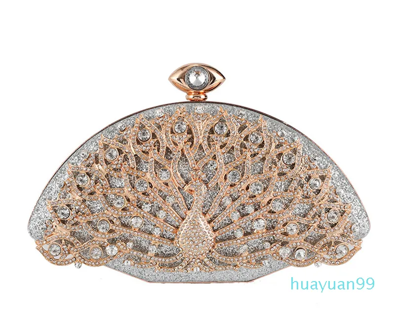 Nya-Women Diamond Evening Bags Peacock Bling Middag Purse Mini Telefon Plånböcker Klänning Väskor Drop Shipping MN1530