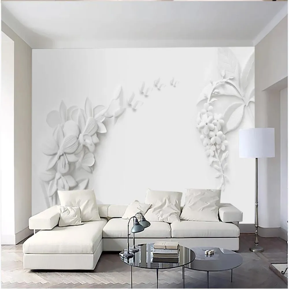 3d photo wallpaper custom mural White magnolia flower relief background painting