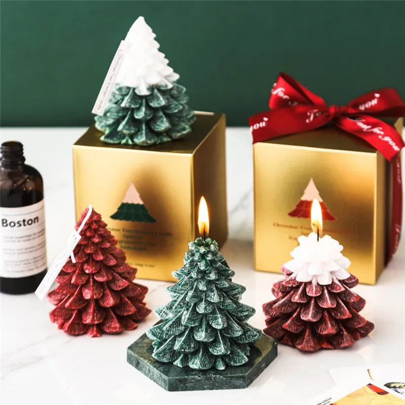 Bougie parfumée pour arbre de Noël, bois de santal, chêne, noisette, bougies de célébration, cadeaux de Noël, nouvel an