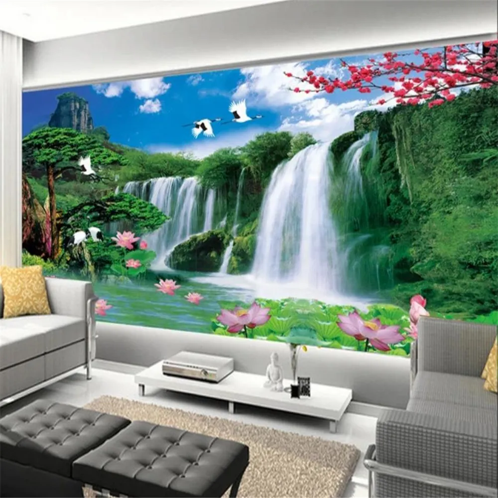 Carta Da Parati Murale 3D Soggiorno Cascata Di Paesaggio Tridimensionale 3D  Benvenuto Muro Di Sfondo TV In Pino Da 30,59 € | DHgate, image size:1000x1000