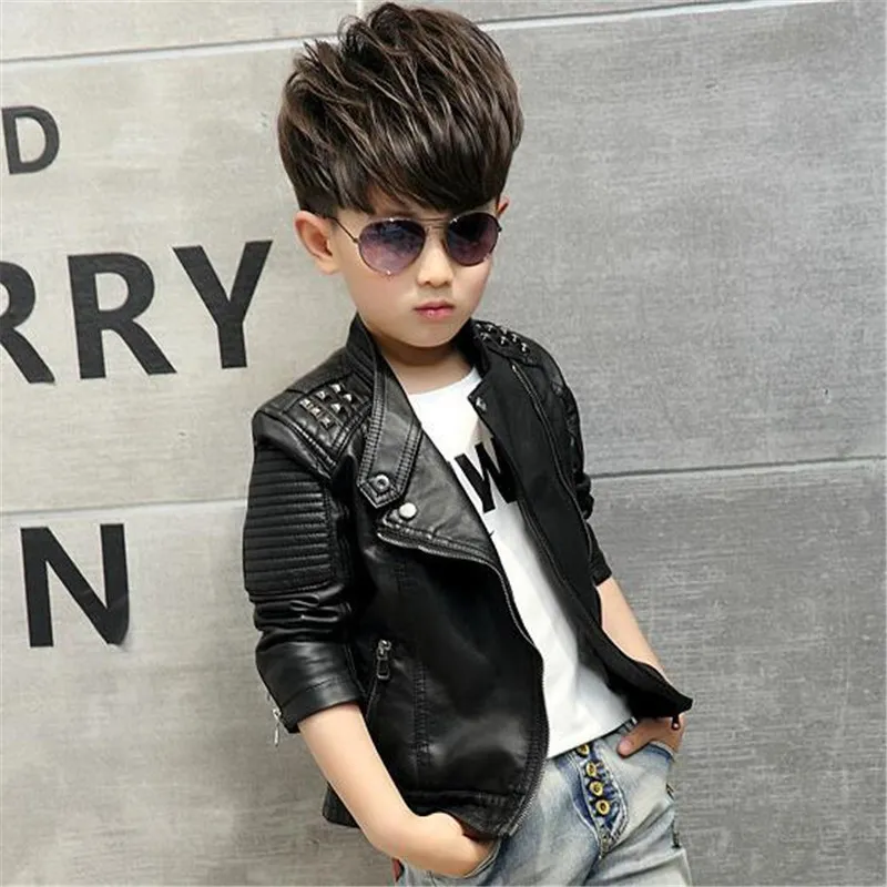 Cool Kids Motorcycle Jacket: Fashionable PU Leather Coat for Boys
