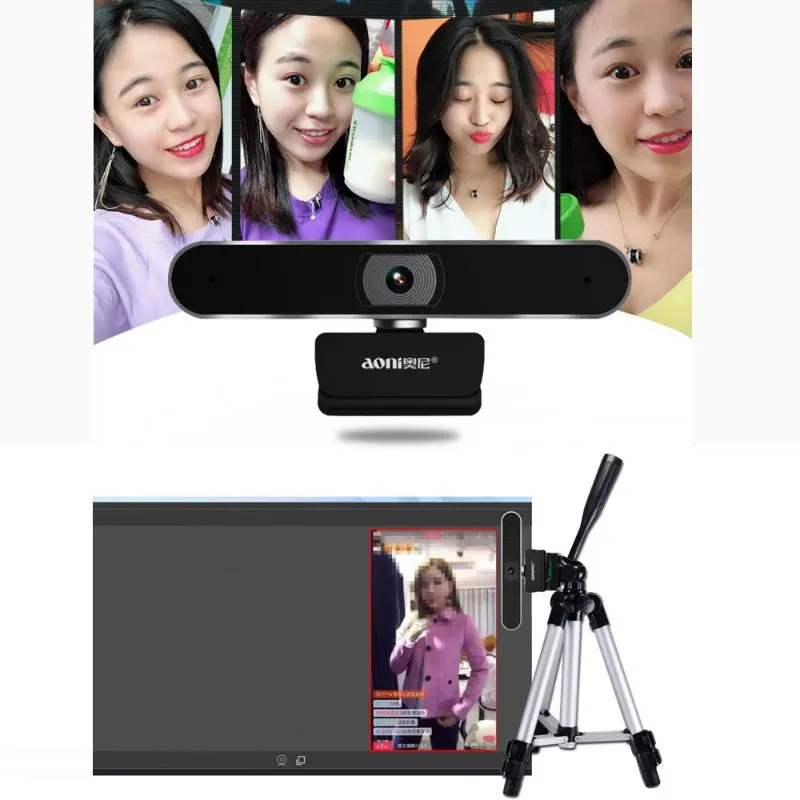Aoni A30 HD 1080P Webcam USB Mic Computer Camera Auto Focus Wide