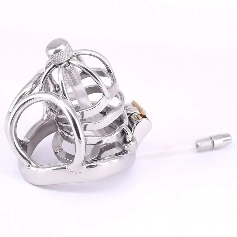 Male Chastity Cock Cage With Removable Urethral Sounding Catheter Sex Slave Penis Lock Sex Toy For Men