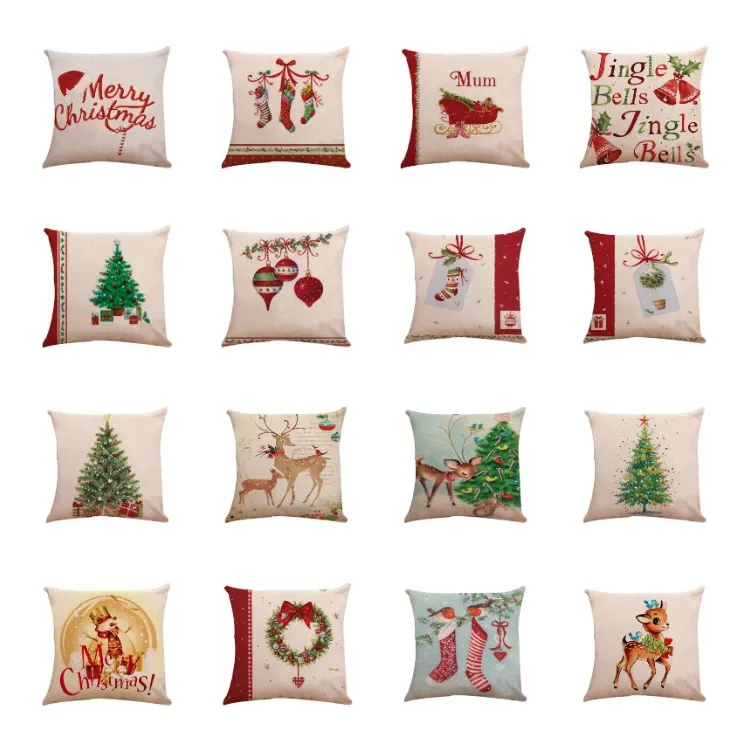 22 style Christmas pillowcase car sofa christmas tree cushion cover Santa Claus pillow case Christmas decoration Pillowcase T2I51534