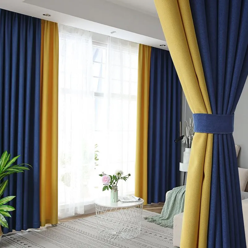 2pcs Modern Luxury High End Curtains Bedroom Living Room Balcony Window Screen Curtains Villa Decoration Cotton Linen Stitching Curtain