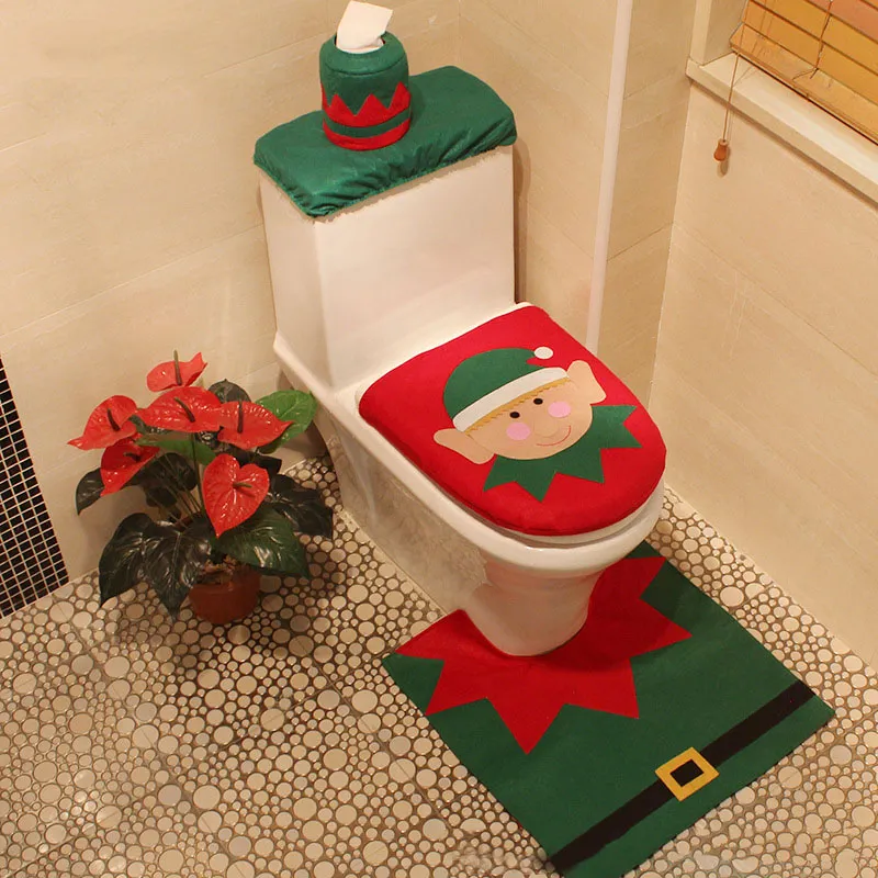 Copertina di servizi igienici natalizi decorazioni per la casa per il pupazzo di pupazzo di coperchio coperchio del coperchio del bagno di Santa claus