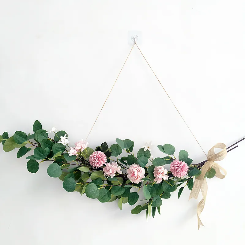 1 M Silk Leaf Eucalyptus Garland Leaves Vine Artificial Greenery Fake Rattan Artificial Plants Ivy Wreath Wall Hanging Wedding Decor