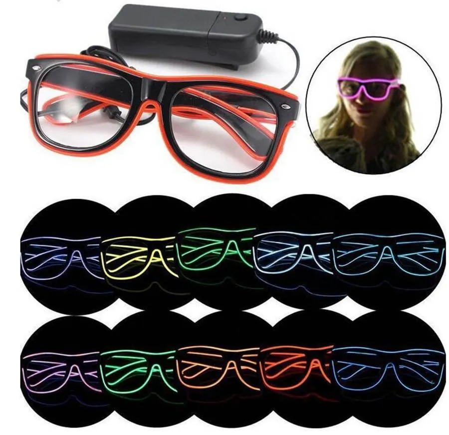 LED Party Glasses Fashion EL Wire Glasses Birthday Halloween Party Bar Decorative Supplier Luminous Glasses Eyewear Birthday Halloween