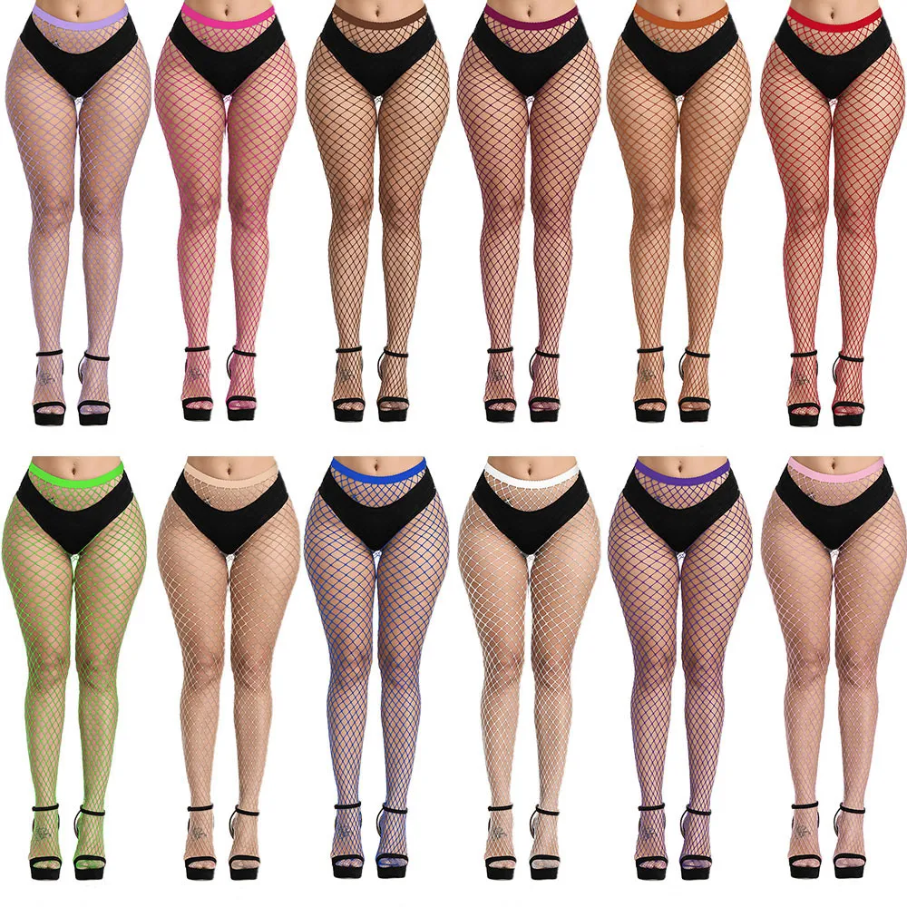 Collants taille haute bas résille sexy cuisse haute chaussettes maille filet collants match pour femmes sous-vêtements courts volonté et cadeau de sable