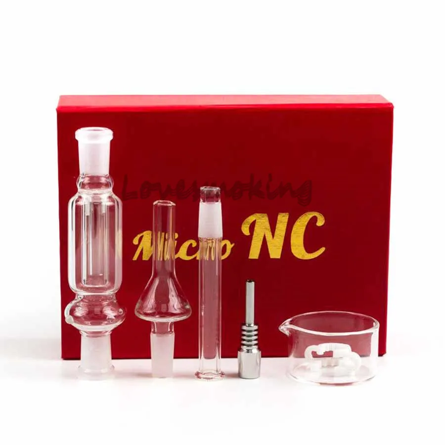 DHL 10mm Nero Rosso NC Kit Micro Paglia Mini Kit Punta in titanio Ciotola in vetro per pipa ad acqua Piccoli impianti petroliferi Accessori per fumatori