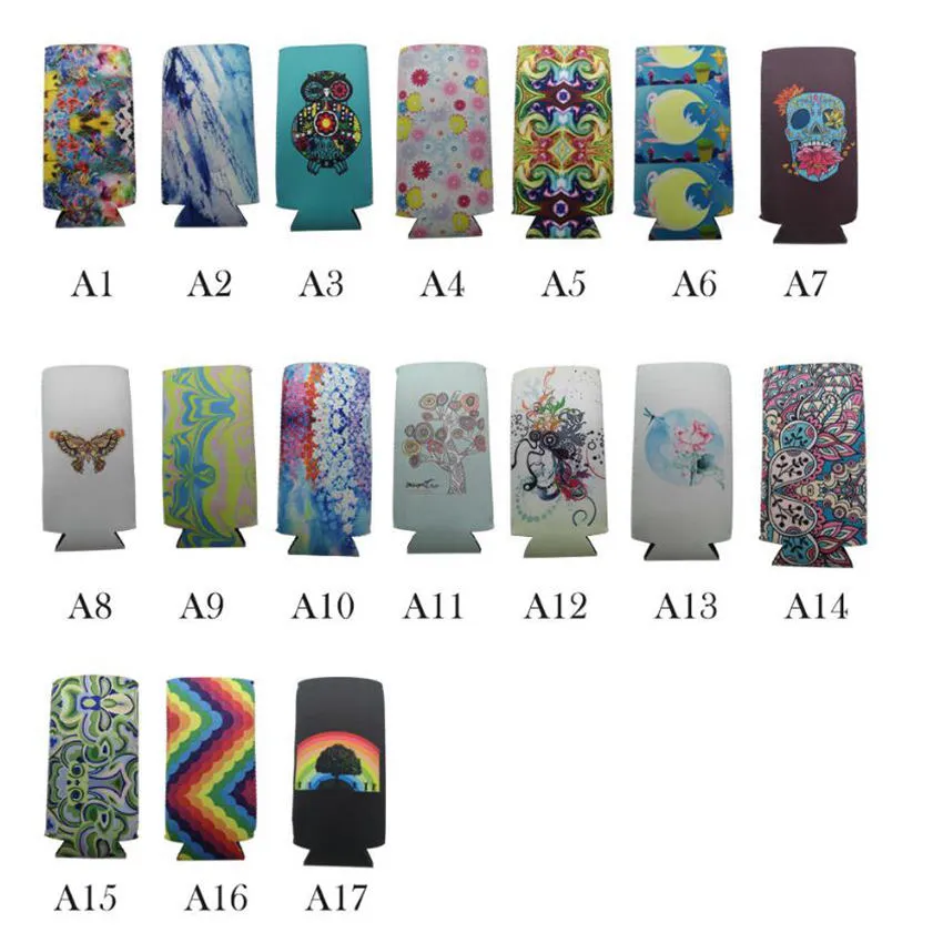 17*8.5cm Can Cooler Slim Can Insulators Neoprene Beverage Beer Cooler Collapsible Cola Bottle Koozies Cactus Leopard Can Sleeve CYZ2595