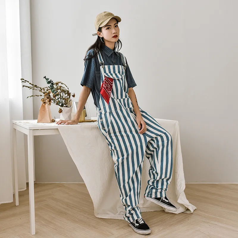 福袋 バースデイ Denim Retro DHgate.com:Mens Stripe Jeans Overalls Loose Clothing