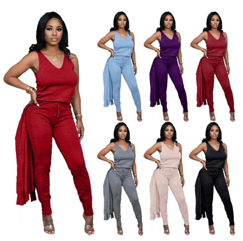 Plus size 3x 4x women fall winter tracksuits sweatsuits long sleeve jacket+tank top+pants 3 pieces set casual outfits 3708