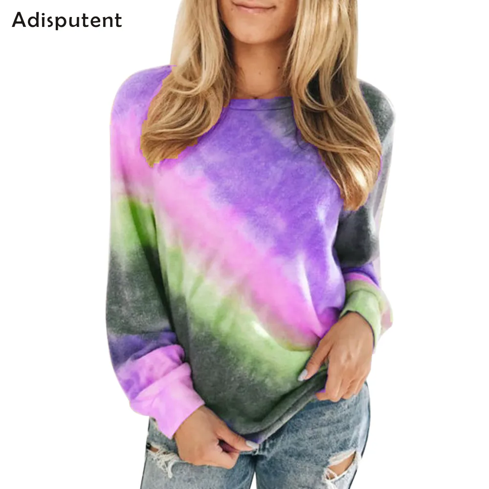 Tie Dye Sweatshirt For Women Crew Neck Long Sleeve Tie Dye