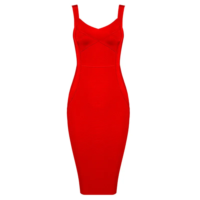 Bodycon 드레스 블랙 레드 우아한 붕대 드레스 섹시한 숙녀 미디 클럽 여성 의류 여름 Vestidos