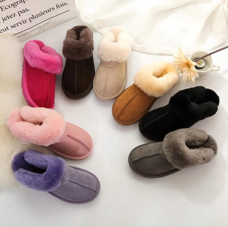 Hot sell Classic AUS G5125 Warm slippers goat skin sheepskin snow boots tan black gray pink Man women slippers boots keep warm shoes 14color