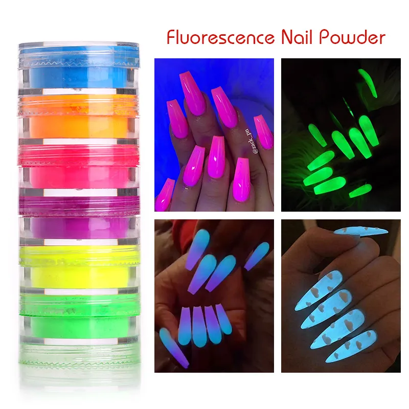 Eco-friendlyFluorescen Gradient Nail Powder Set Decorations Colorful Nail Art Chrome Pigment Dust For UV Gel Polish DIY Nail Art Accessories
