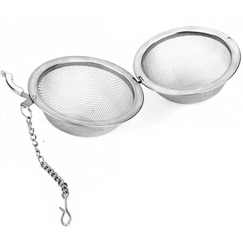 304 Stainless Steel Tea Strainer Tea Pot Infuser Mesh Filter Ball with Chain Tea Maker Tools Drinkware 4.5CM/7CM/9CM