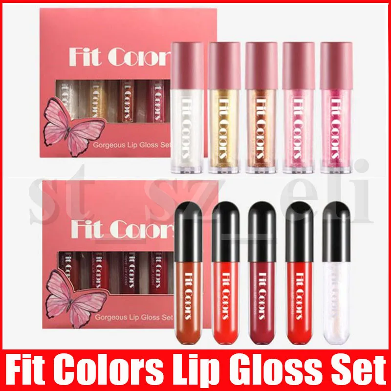 Fit цвета Блеск для губ Star Glow Shimmer Набор 5шт / комплект Liquid Lipstick Kit Shiny Lipgloss Set